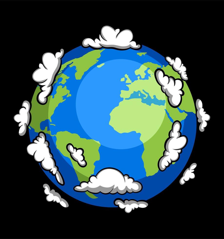 world globe and white clouds vector