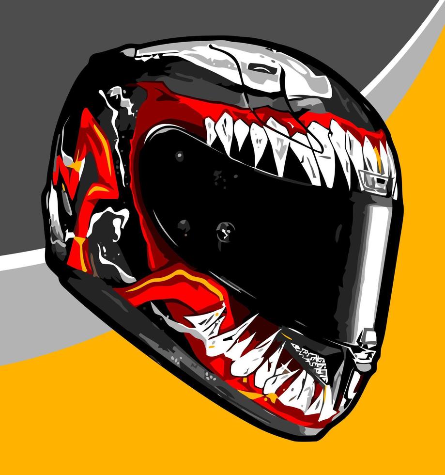 a cool helmet with monster pattern vector