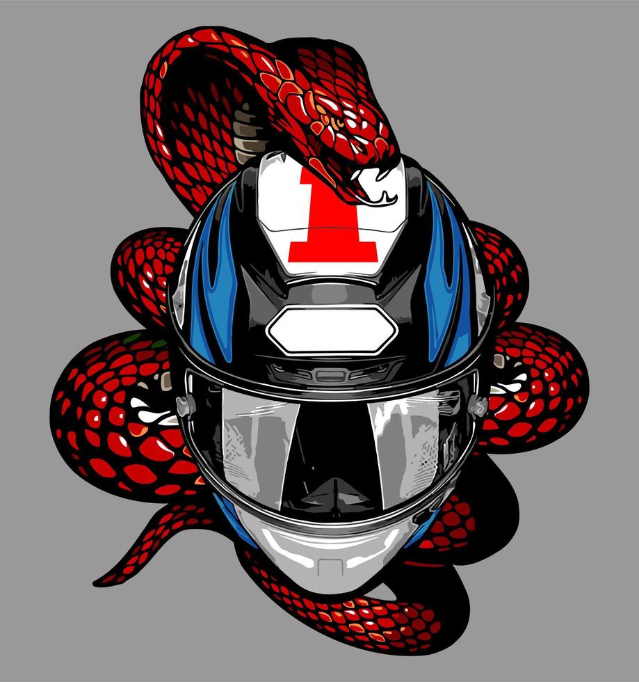 casco y serpiente vector