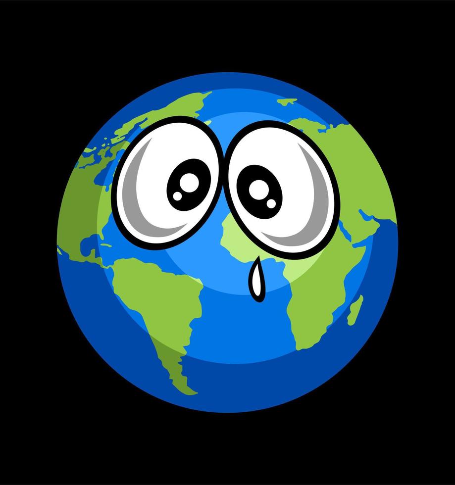 world globe with sad face vector