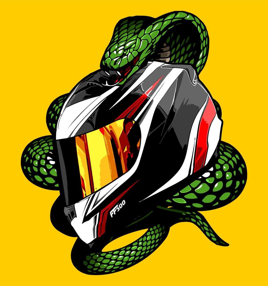 casco y serpiente vector