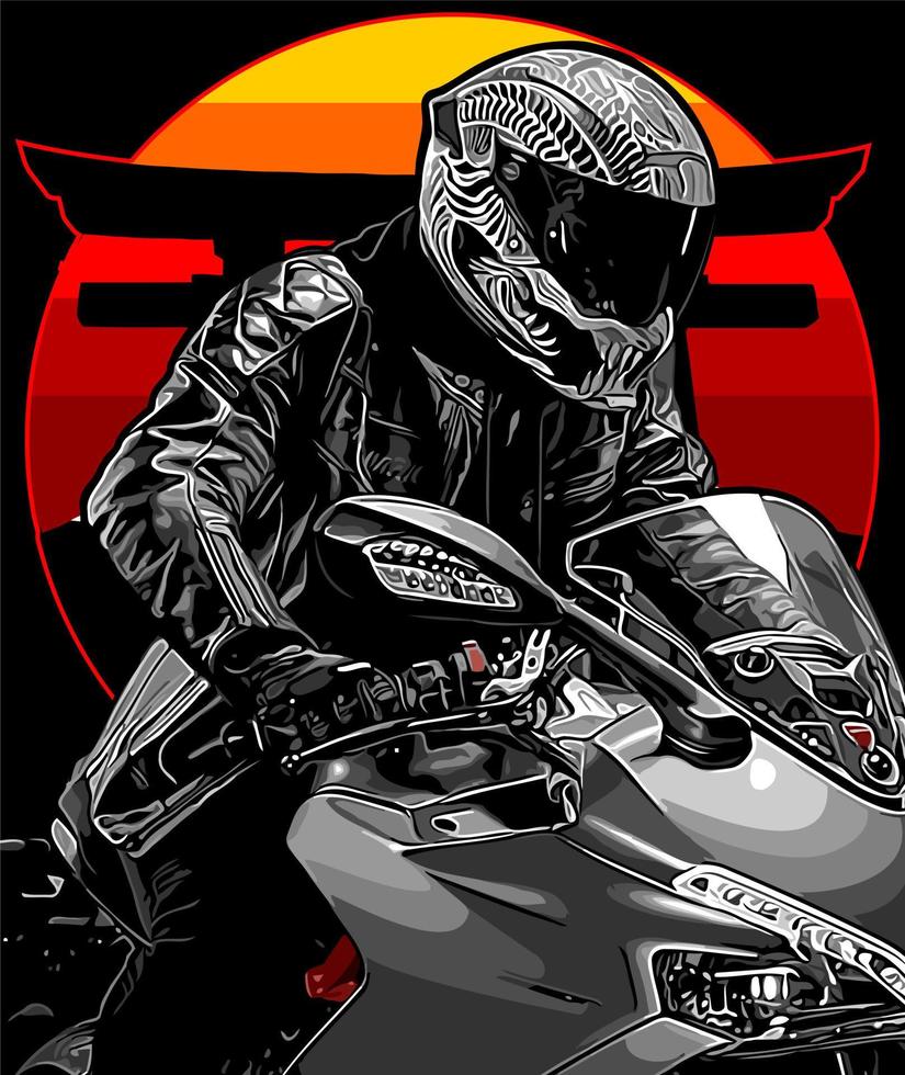 biker on a sport bike vector