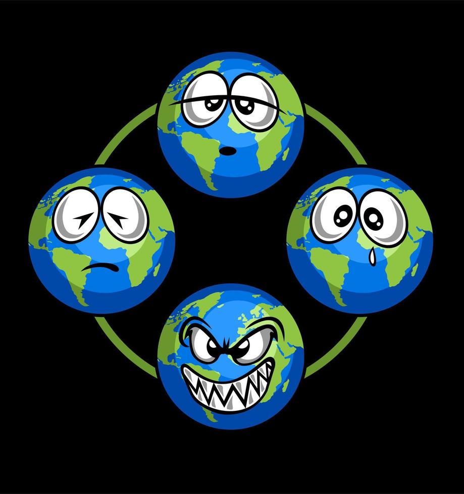 globe with different facial emoji vector
