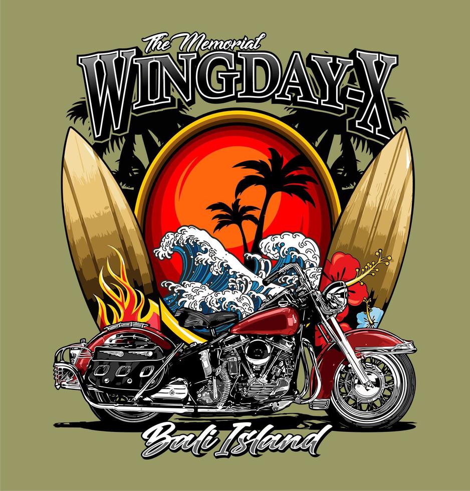 motorbike and surfboard vector
