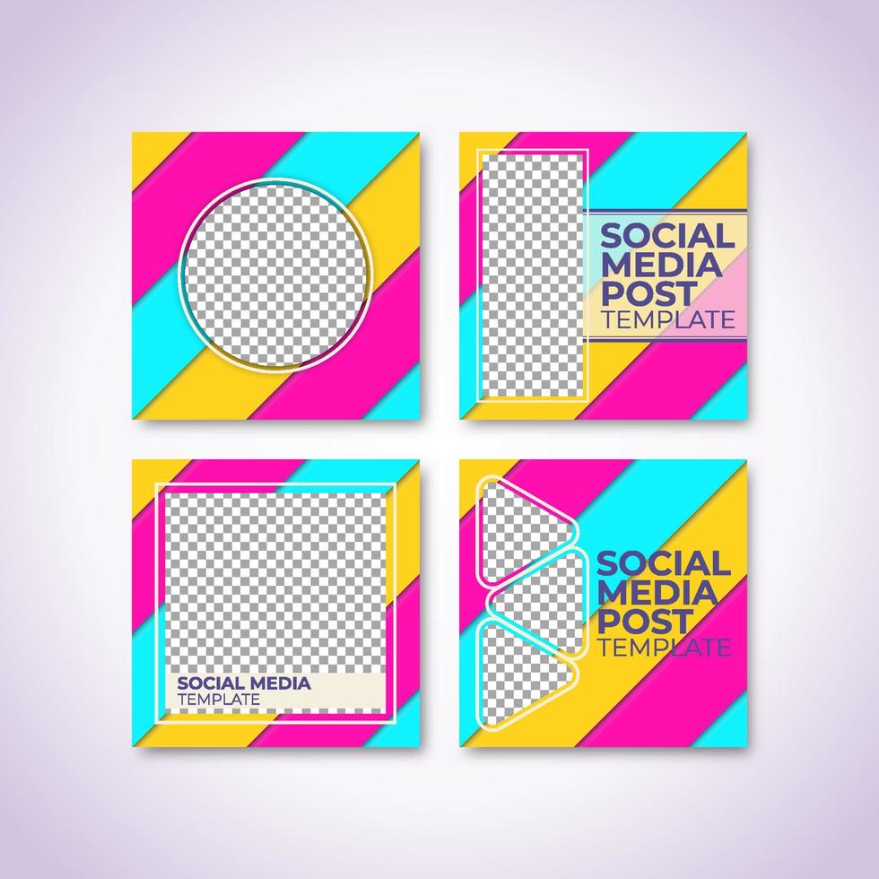 Cute and girly social media post templates. Trendy fashion backgrounds. The colorful design is perfect for fashion post content and digital marketing. vector