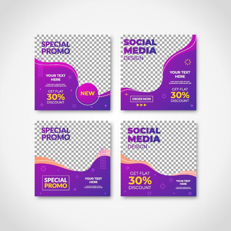 Trendy editable social media banner. Set of modern advertisement post template. Stylish design. Suitable for fashion post content, culinary, food and beverages, and digital marketing. vector
