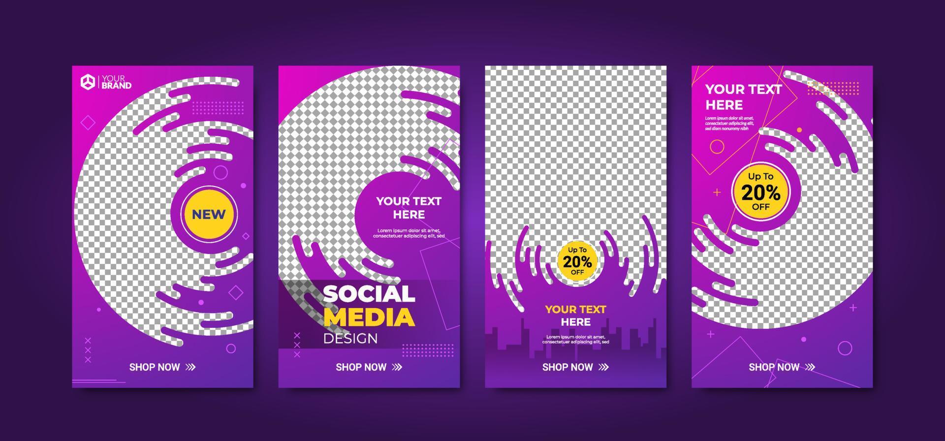 banner de historia de redes sociales editable de moda. plantilla de publicación de publicidad moderna. fondo degradado con estilo. adecuado para contenido de publicaciones de moda, póster de juegos, festival de música y marketing digital. vector