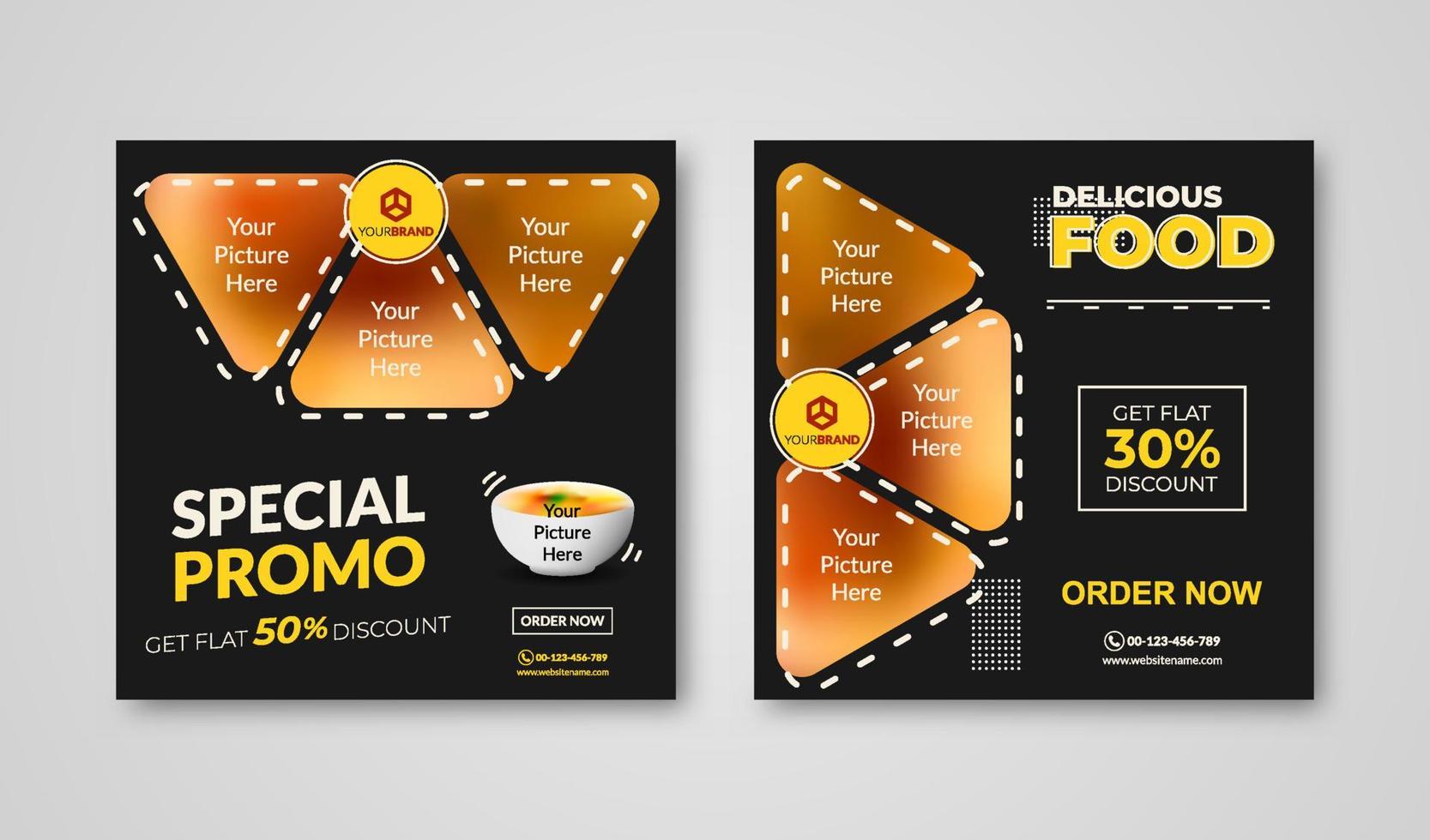 Social media post banner for food promotion suitable for banner ad, web, and food content promotion. Trendy design template. vector