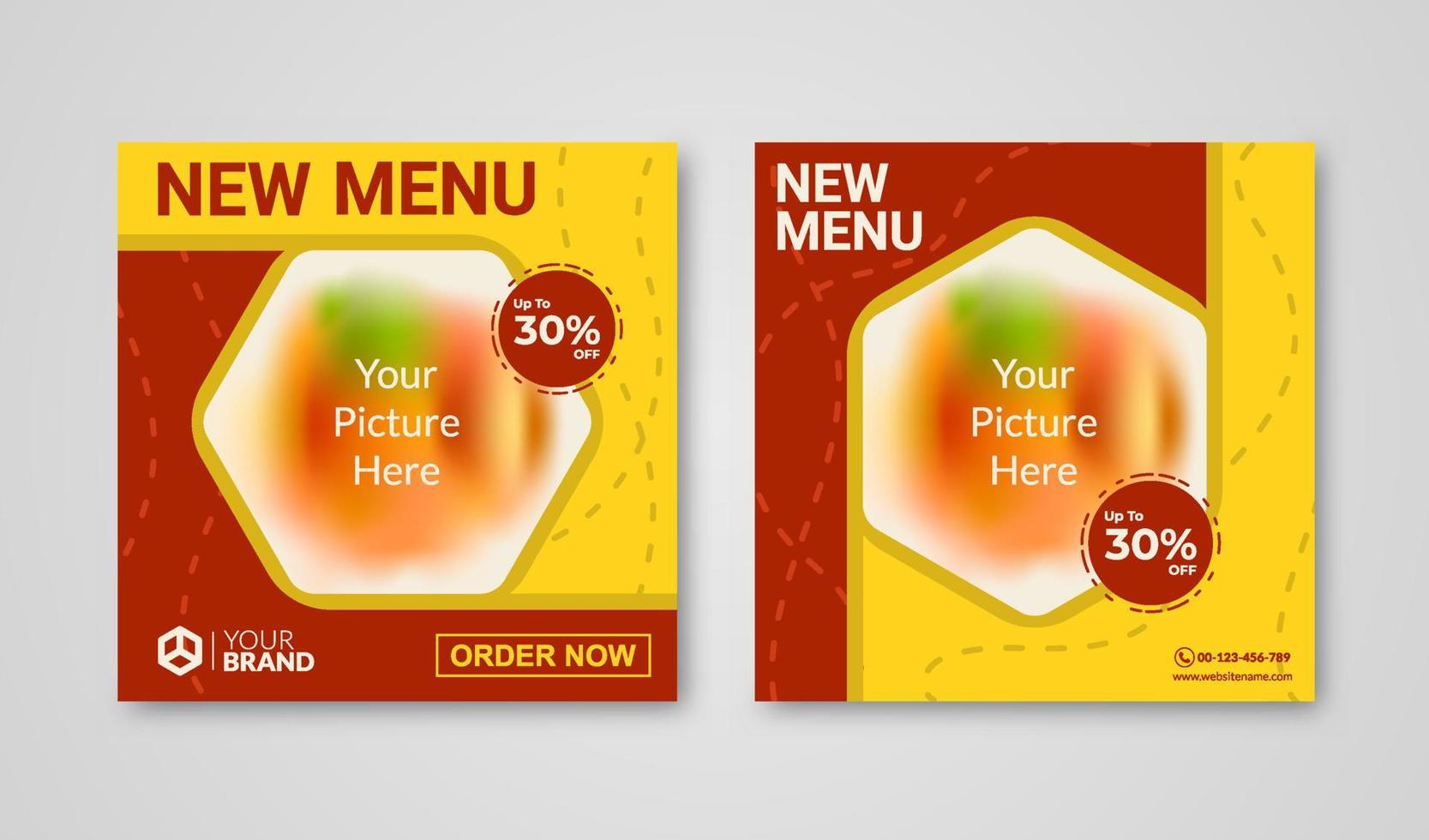 Social media post banner for food promotion suitable for banner ad, web, and food content promotion. Trendy design template vector