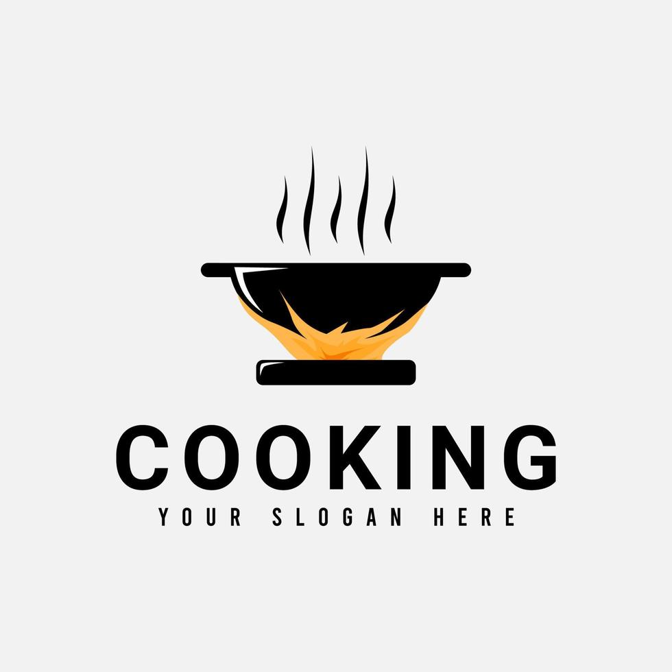 Simple and Clean Black Cooking Logo Template vector