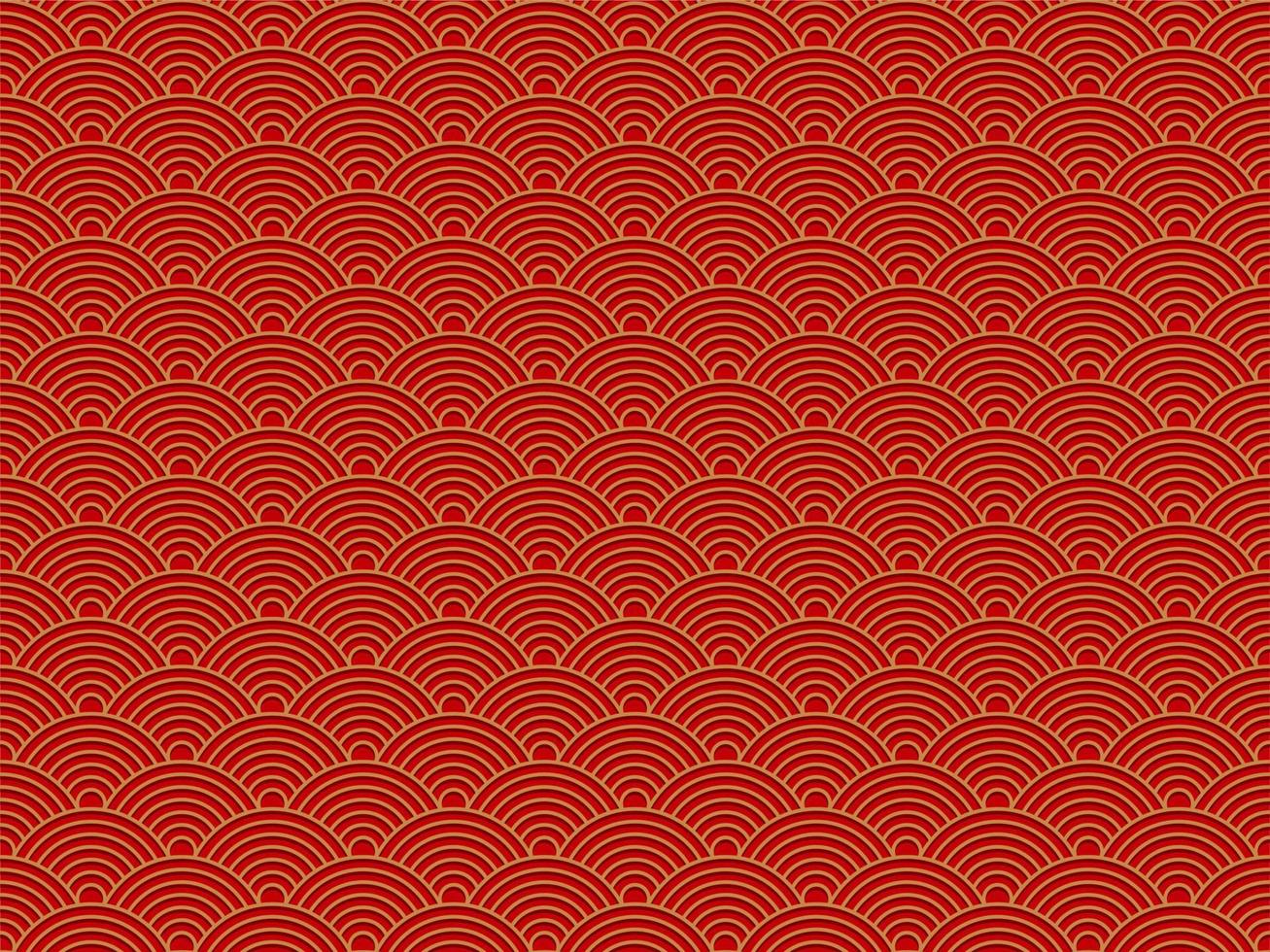 Chinese traditional oriental ornament background, red golden clouds pattern seamless. vector illustration