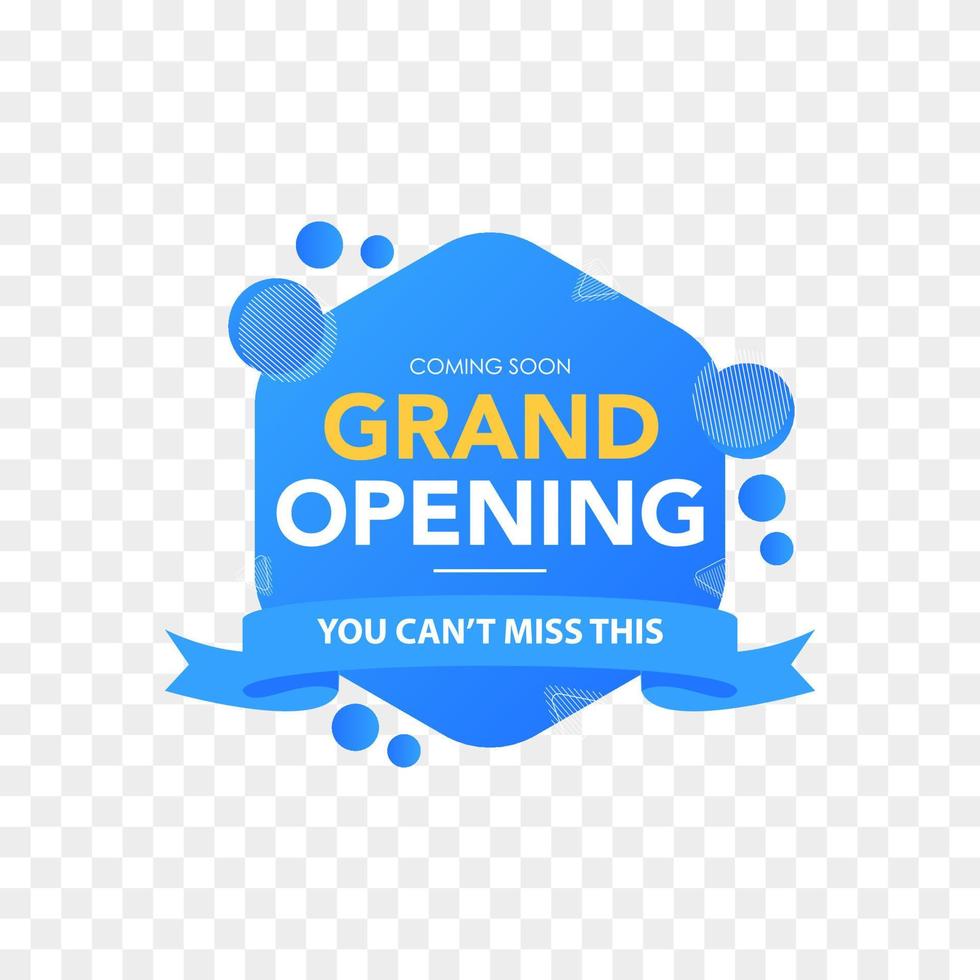 grand opening label with blue color vector