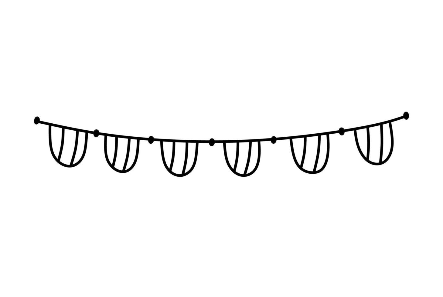 Cute festive bunting for a party isolated on white background. Vector hand-drawn illustration in doodle style. Perfect for holiday designs, cards, decorations, logo.