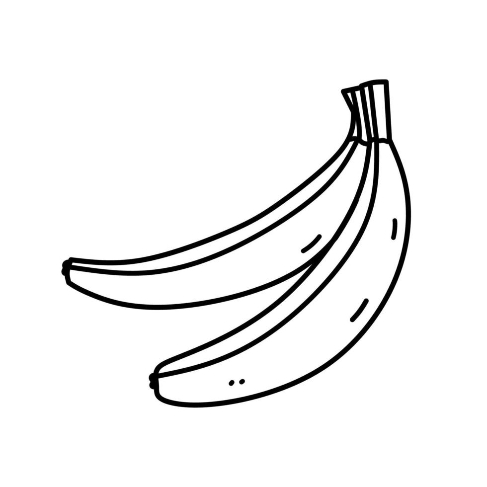 Bunch of bananas isolated on white background. Ripe fruit. Vector hand-drawn illustration in doodle style. Perfect for cards, logo, decorations, recipes, menu, various designs.