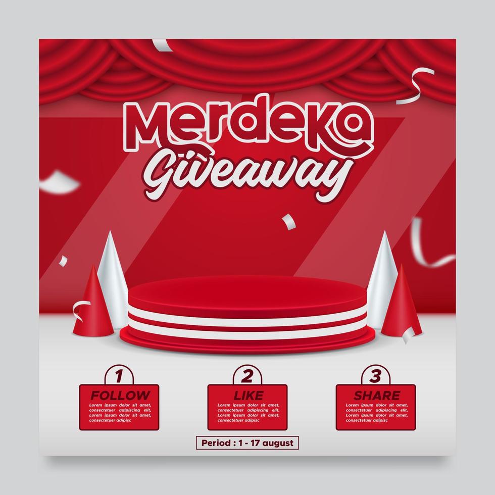Indonesia's independence day giveaway contest social media post template vector
