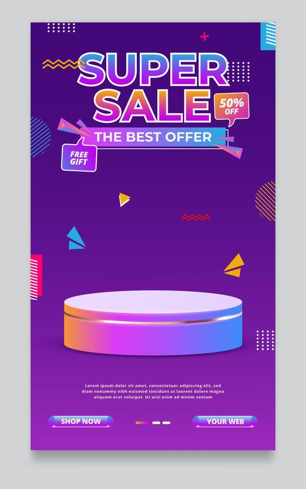 plantilla de póster promocional de súper venta vector