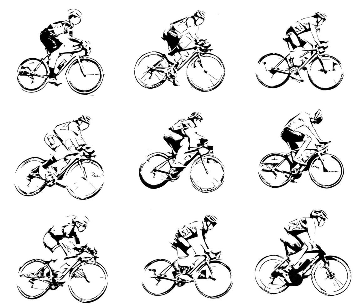 Man riding a bike silhouette. vector