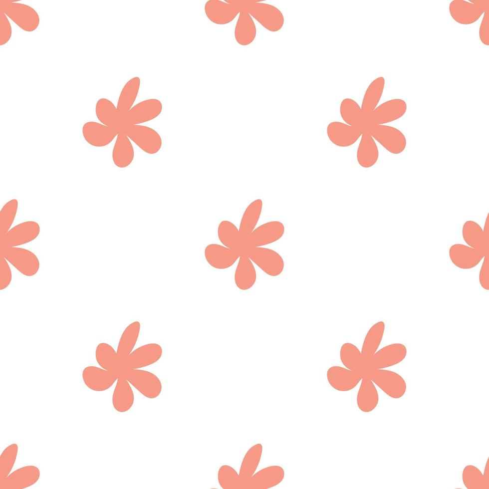 Floral seamless vector pattern with flowers. Spring flora. Simple hand-drawn kids style. Pretty ditsy for fabric, textile, wallpaper. Digital paper in white background