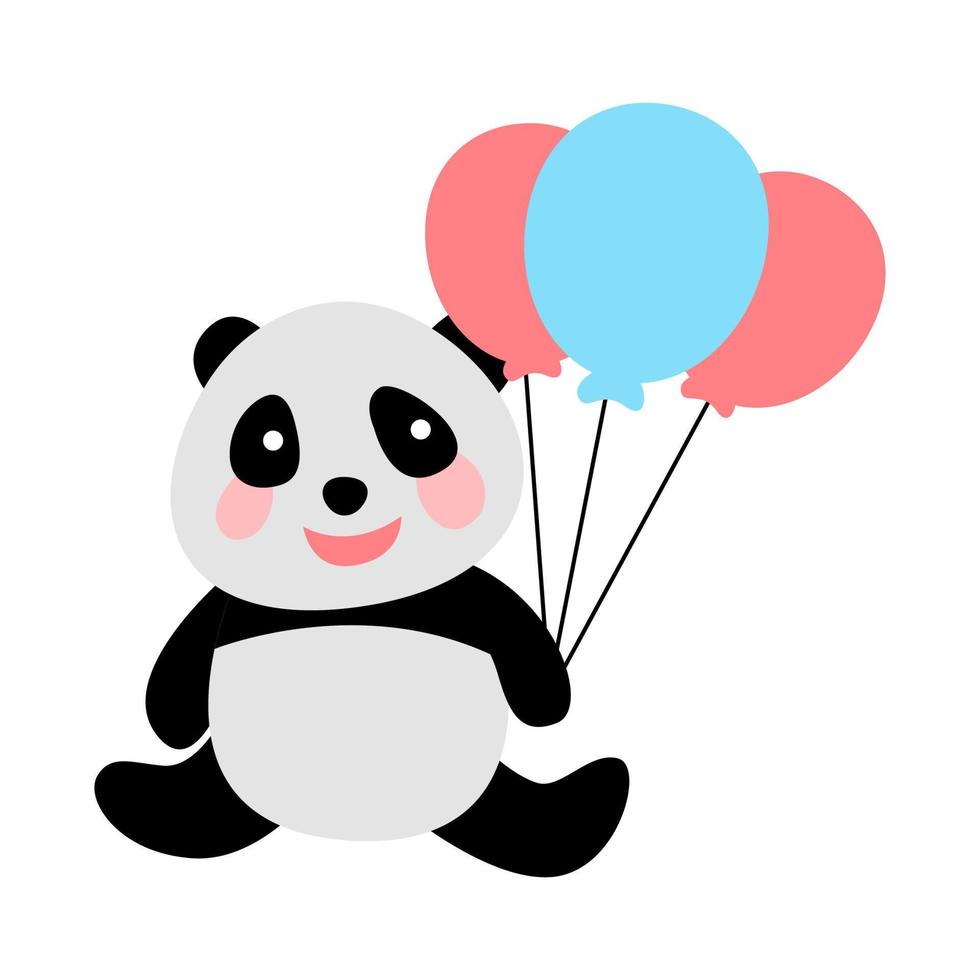 cute animal of panda on cartoon version vector