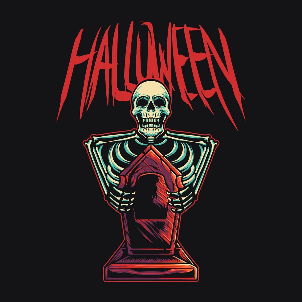 Ilustración de vector de halloween de cráneo de miedo