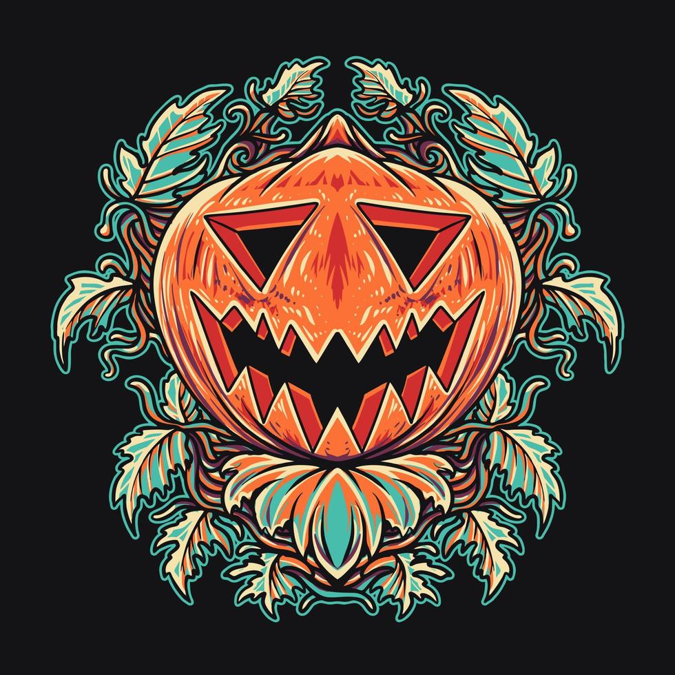 ilustración de vector de hoja de halloween de calabaza