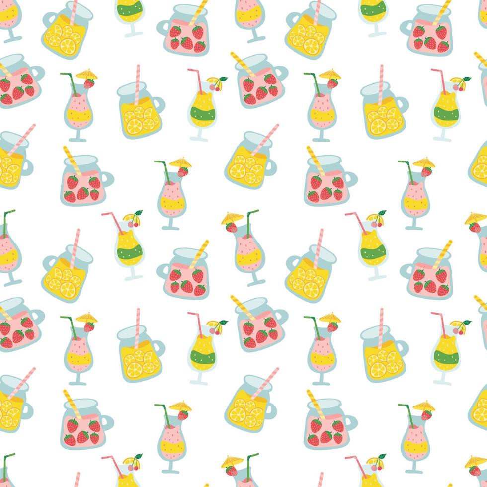 fruits Alcohol cocktails seamless pattern. juice cocktail beverages in different glasses pattern. Vector seamless pattern design for textile, fashion, paper, packaging, wrapping and branding