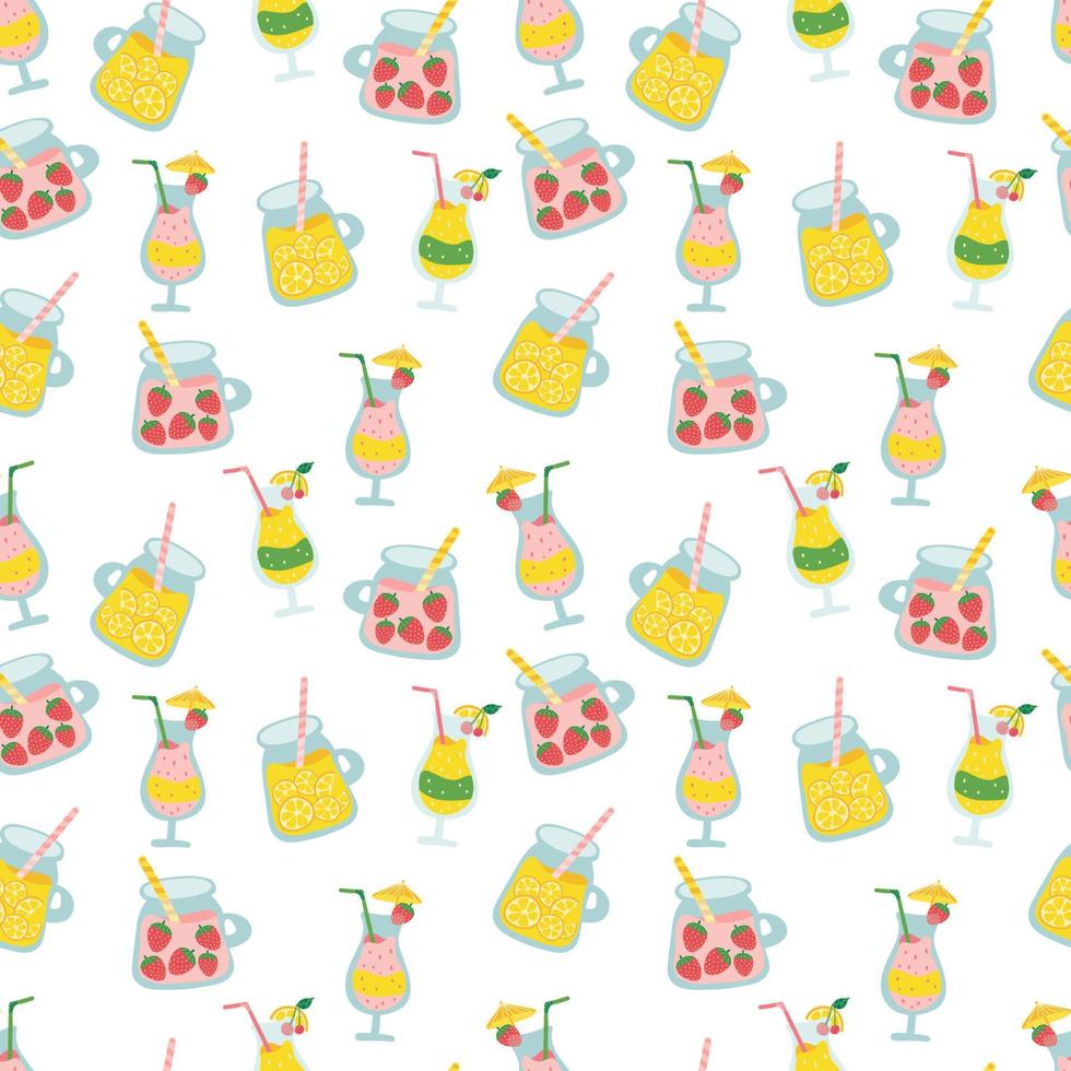 fruits Alcohol cocktails seamless pattern. juice cocktail beverages in different glasses pattern. Vector seamless pattern design for textile, fashion, paper, packaging, wrapping and branding