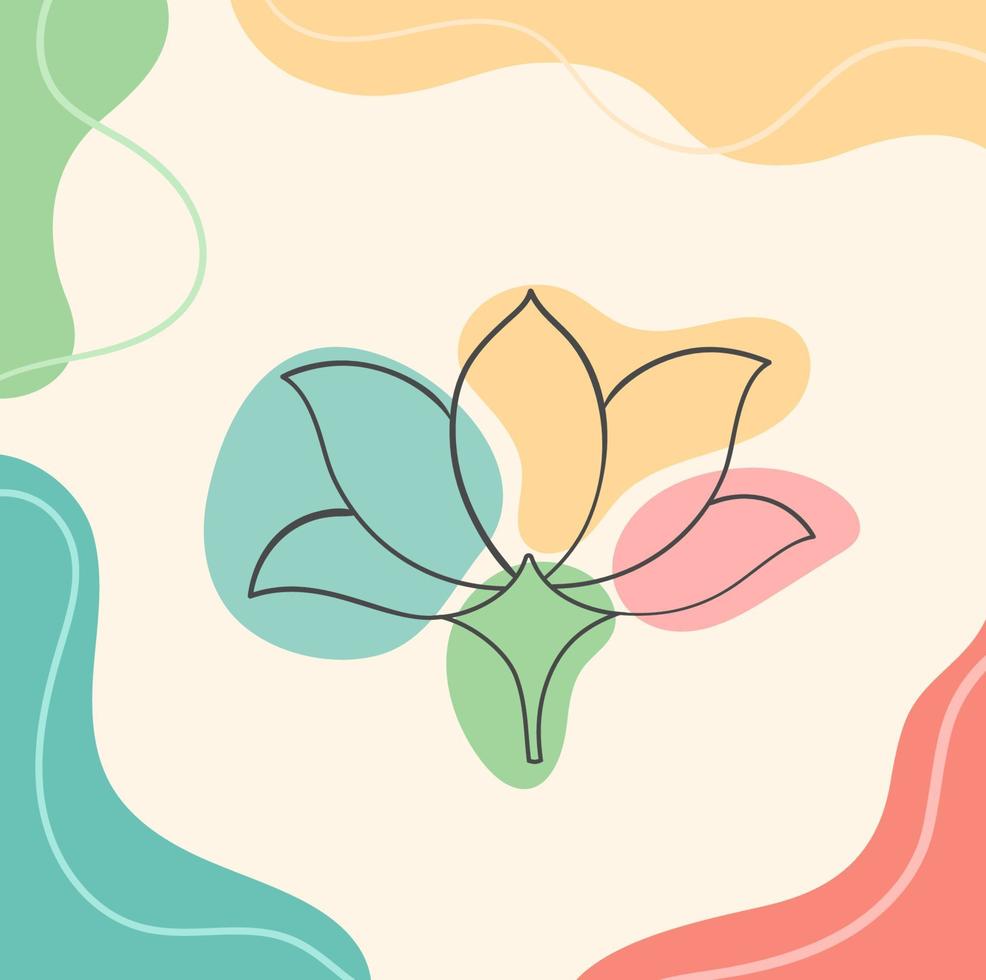 Vector illustration colors abstract background with lily flower. Layout and line composition. Spring flyer