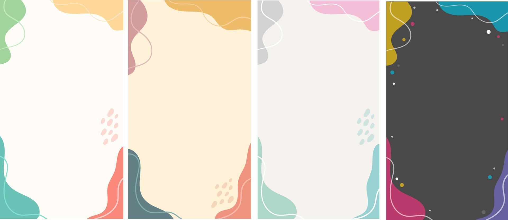 plantilla de conjunto de fondo abstracto. fondo con manchas abstractas y colores pastel. historias de redes sociales y portada de alimentación principal vector