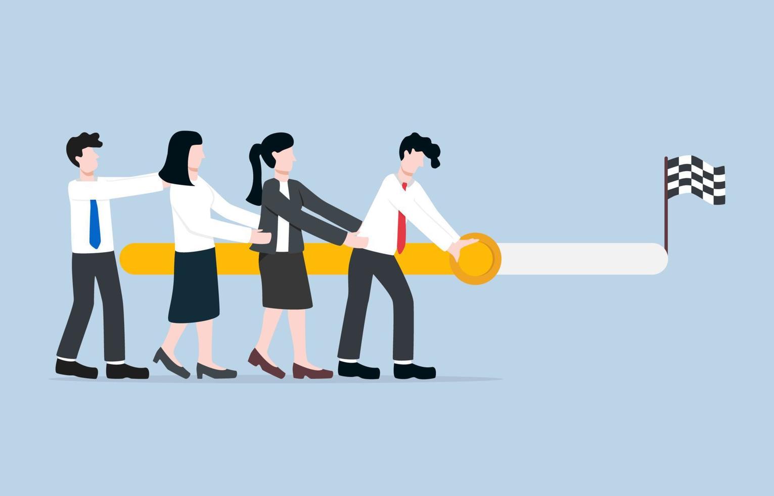 Teamwork or team effort to finish project or succeed business target