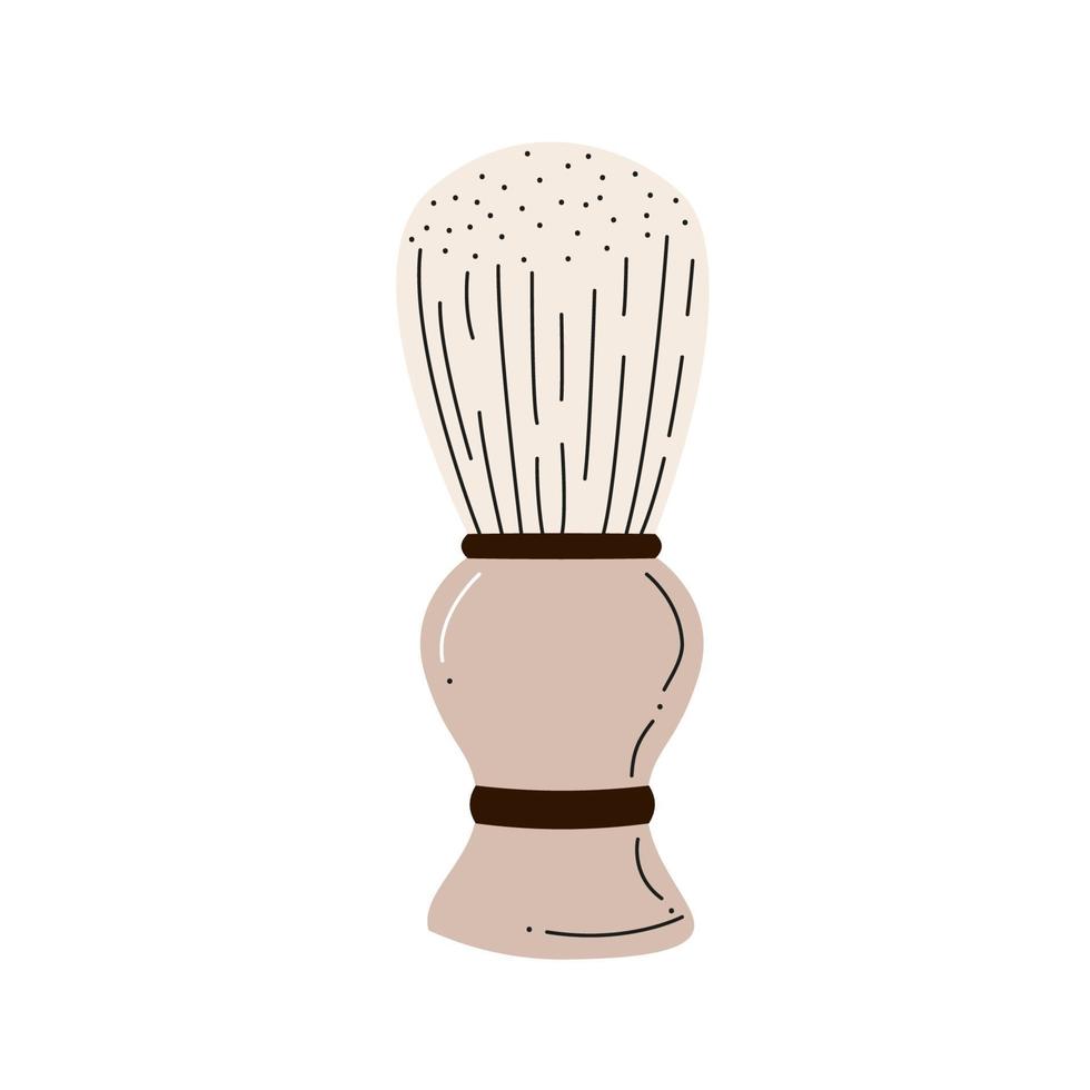 icono de brocha de afeitar aislado sobre fondo blanco. herramienta personal para aplicar espuma en la cara. ilustración vectorial de dibujos animados plana vector