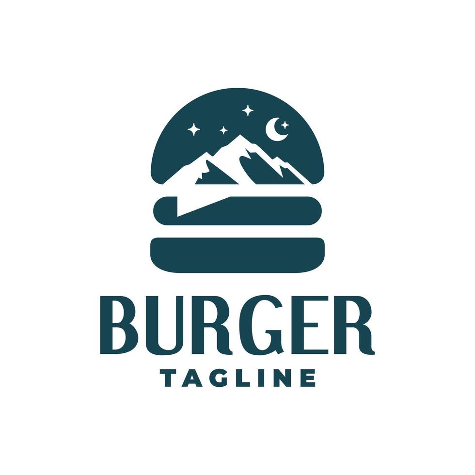 illustration of mountain inside a burger. for burger restaurant or any business related to burger. vector