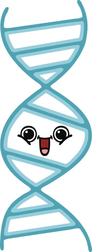 flat color retro cartoon DNA strand vector