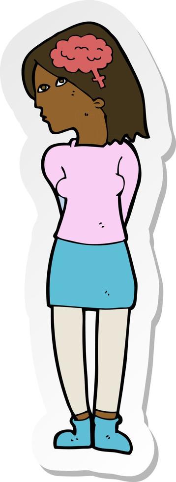 sticker of a cartoon brainy woman vector