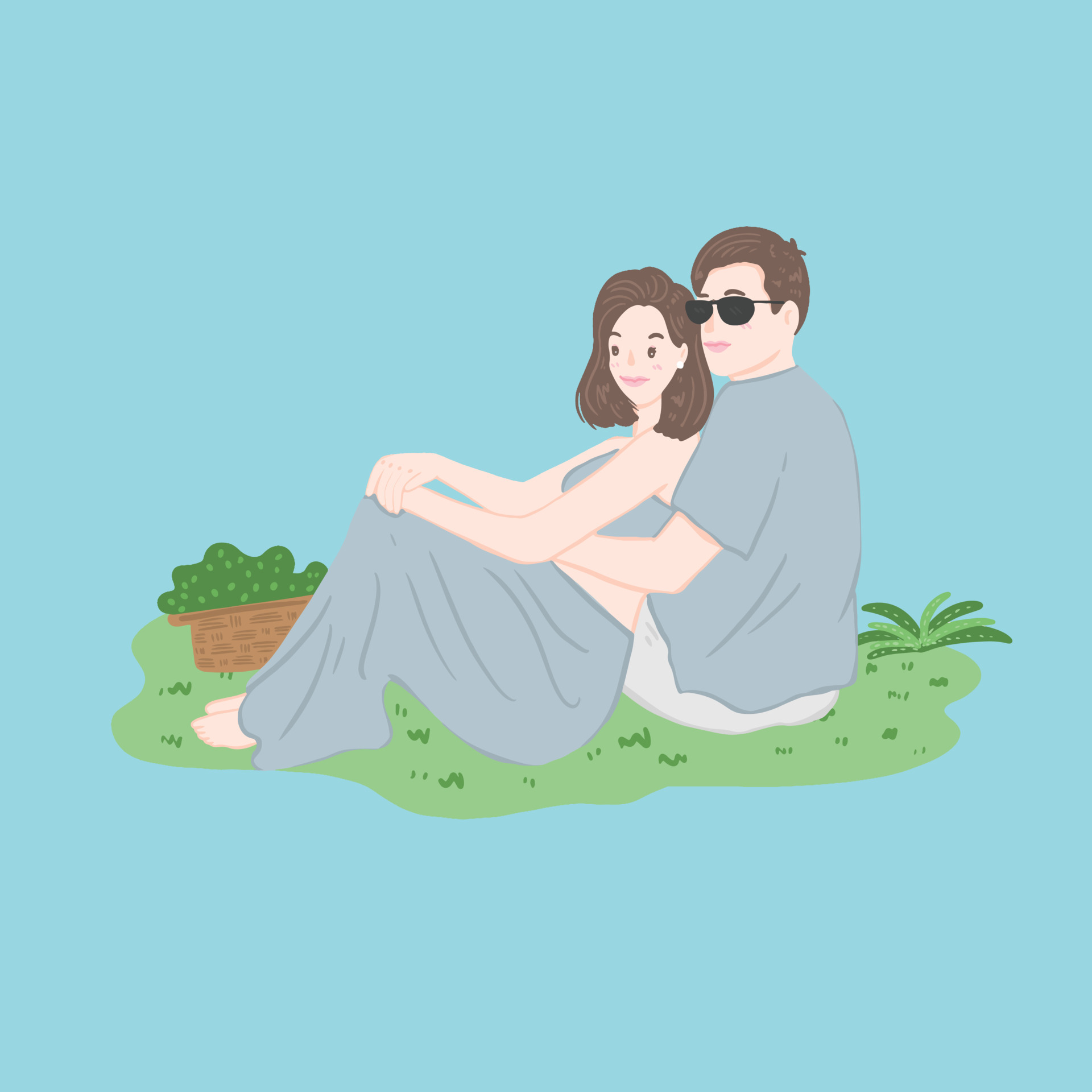 love couple sit in park, romantic outdoor 8770673 Vector Art at Vecteezy
