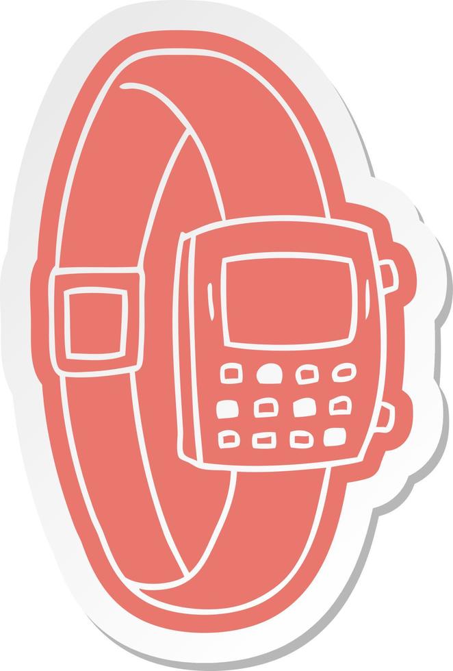 cartoon sticker of a retro watch vector