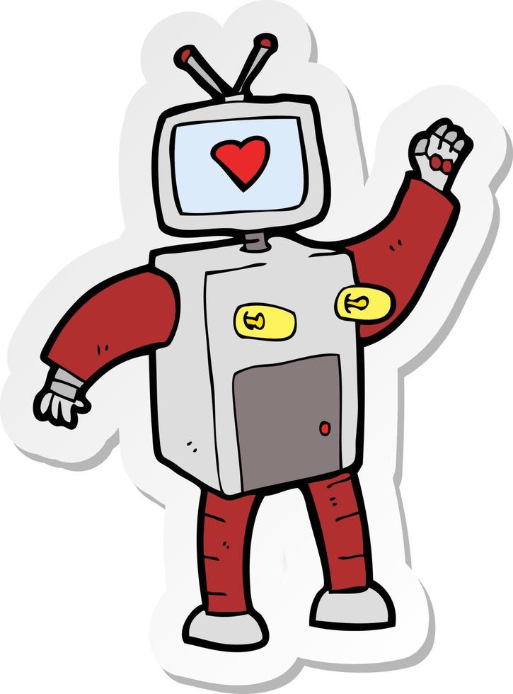 sticker of a cartoon funny robot vector