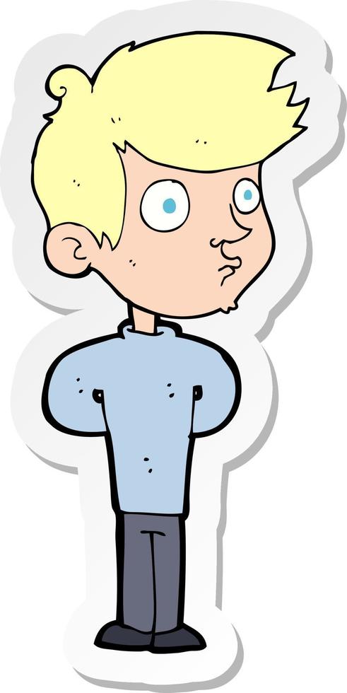 sticker of a cartoon boy staring vector