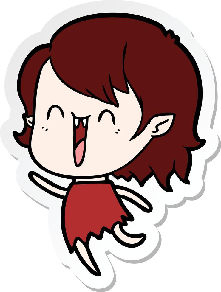 sticker of a cute cartoon happy vampire girl vector
