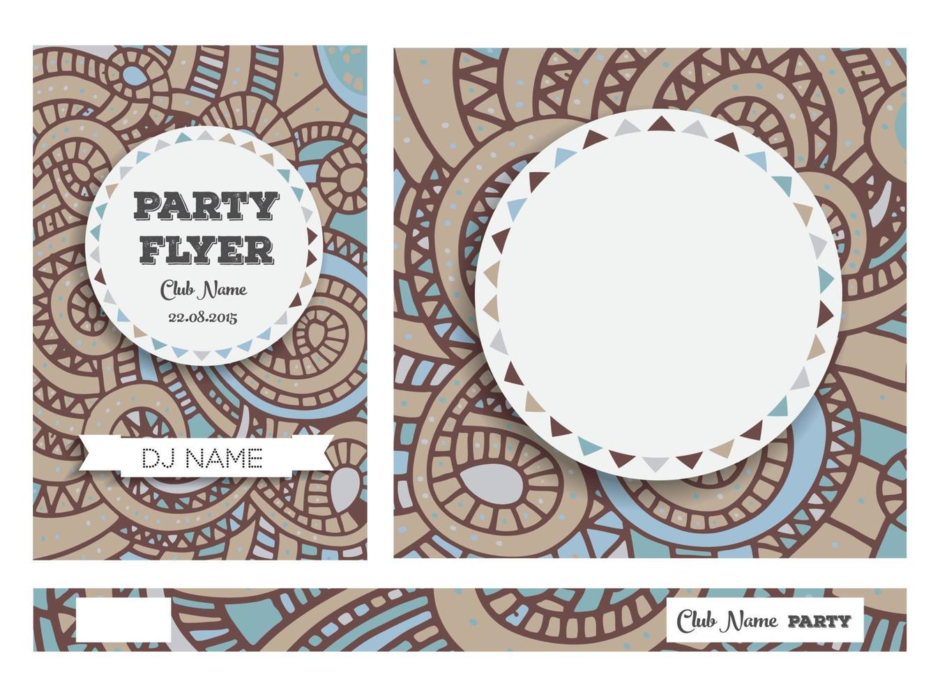 Club Flyers with copy space and hand drawn abstract background. vector