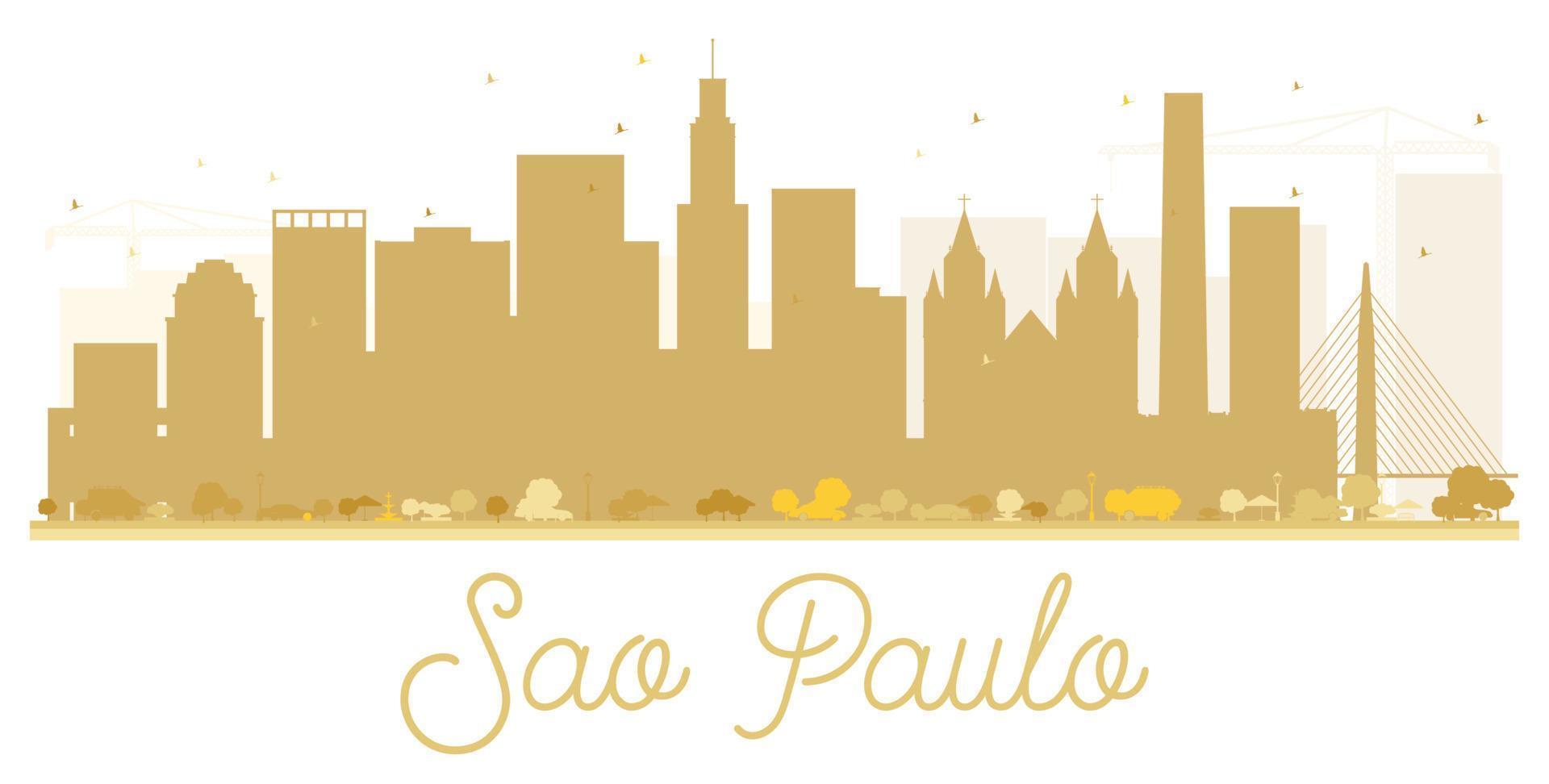 Sao Paulo City skyline golden silhouette. vector