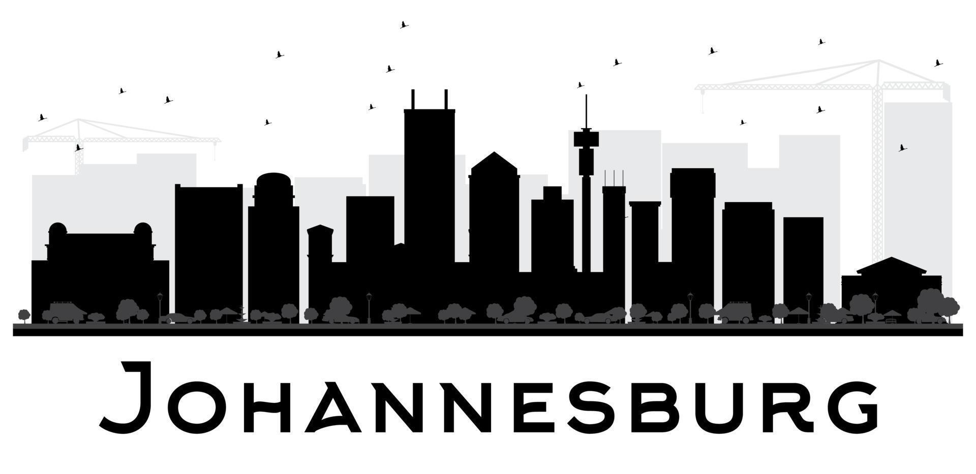 Johannesburg City skyline black and white silhouette. vector