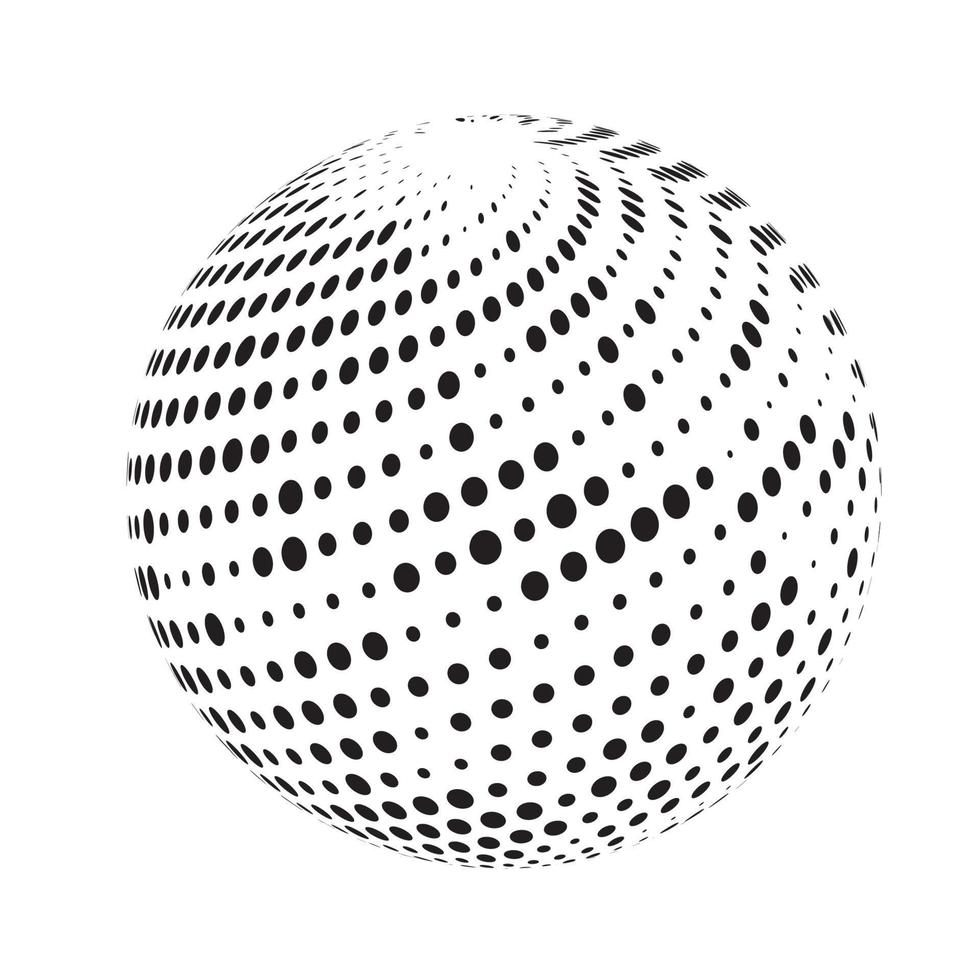 Halftone sphere isolated on white background. vector