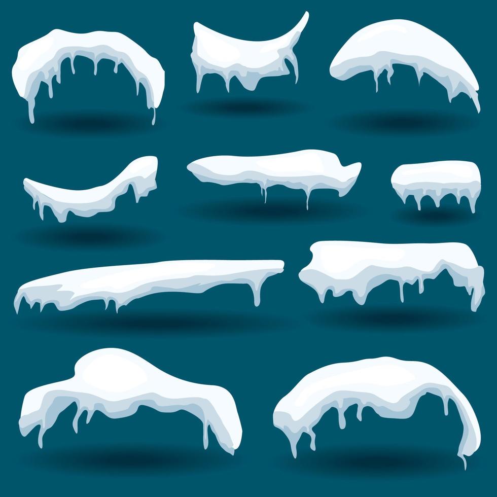 Snow Cap Set. Vector Illustration.