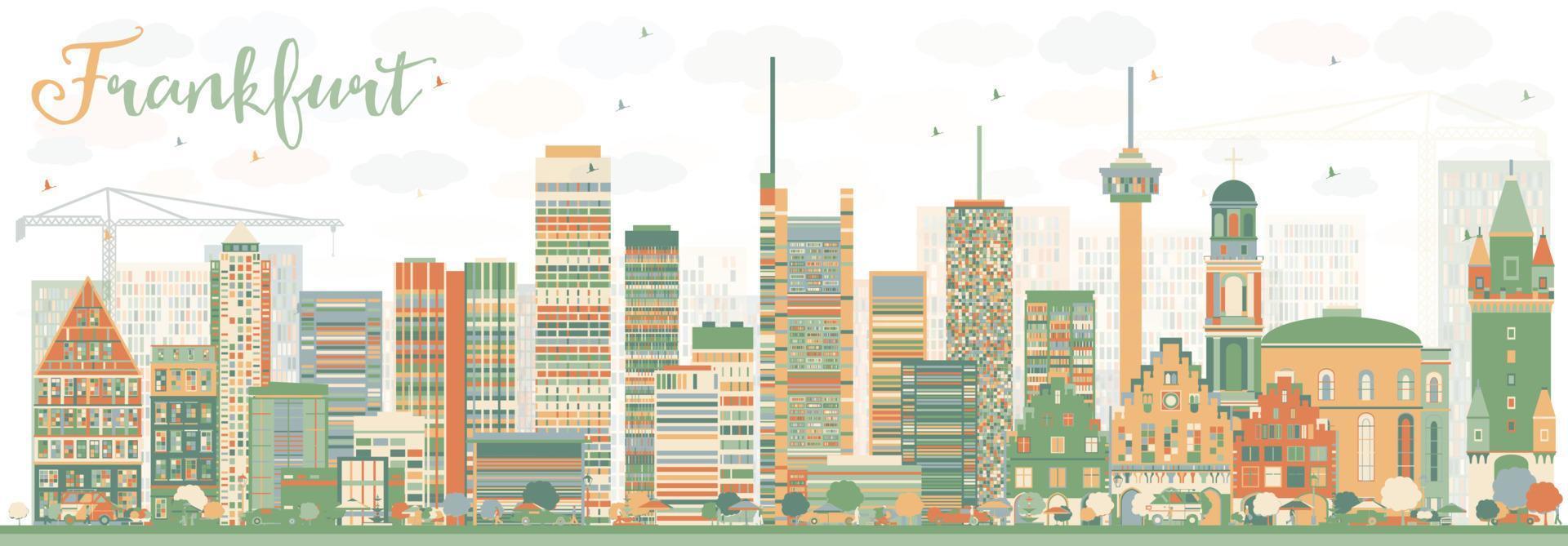 Abstract Frankfurt Skyline with Color Buildings. vector