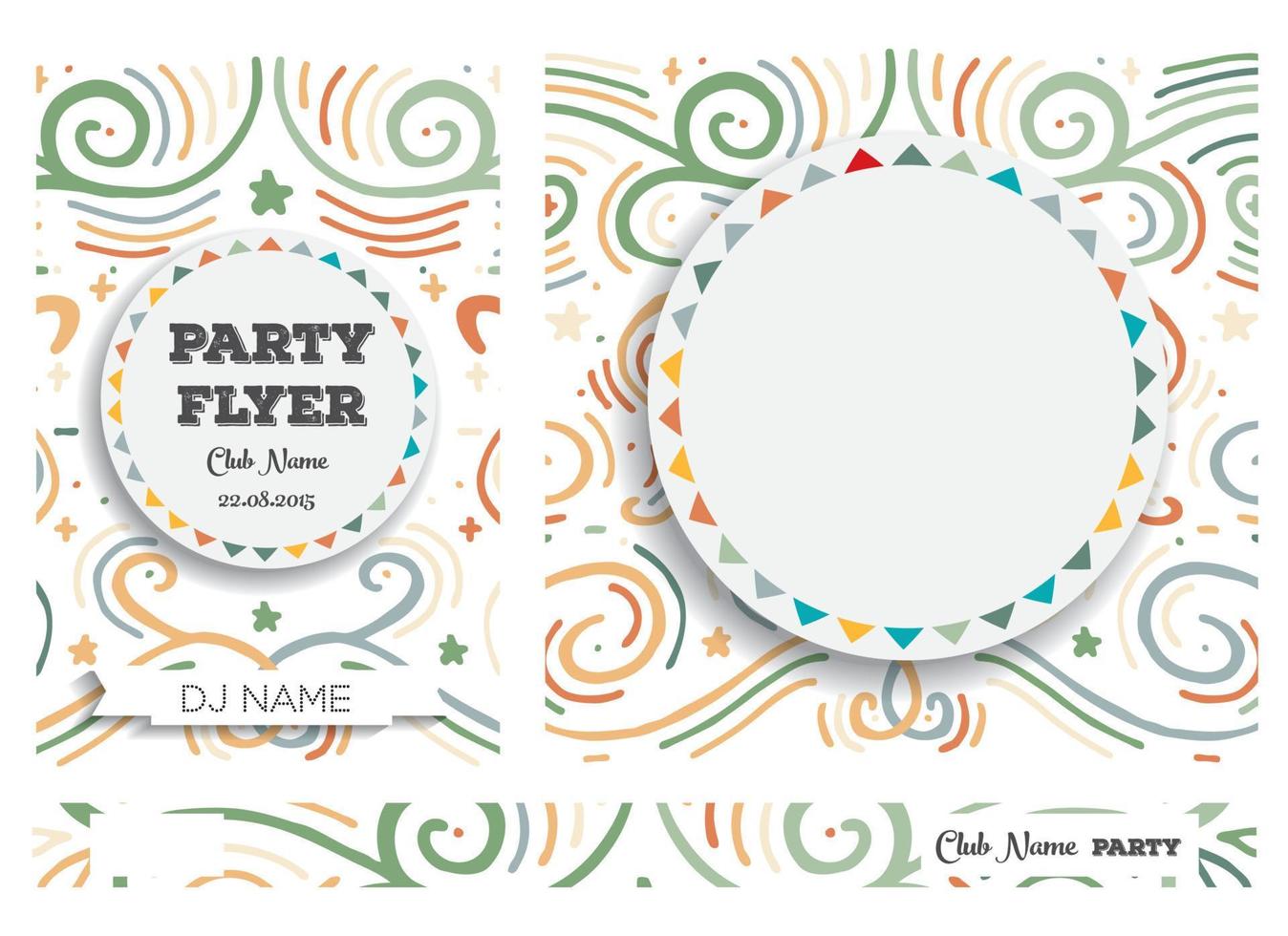 Club Flyers with copy space and abstract swirl background. vector