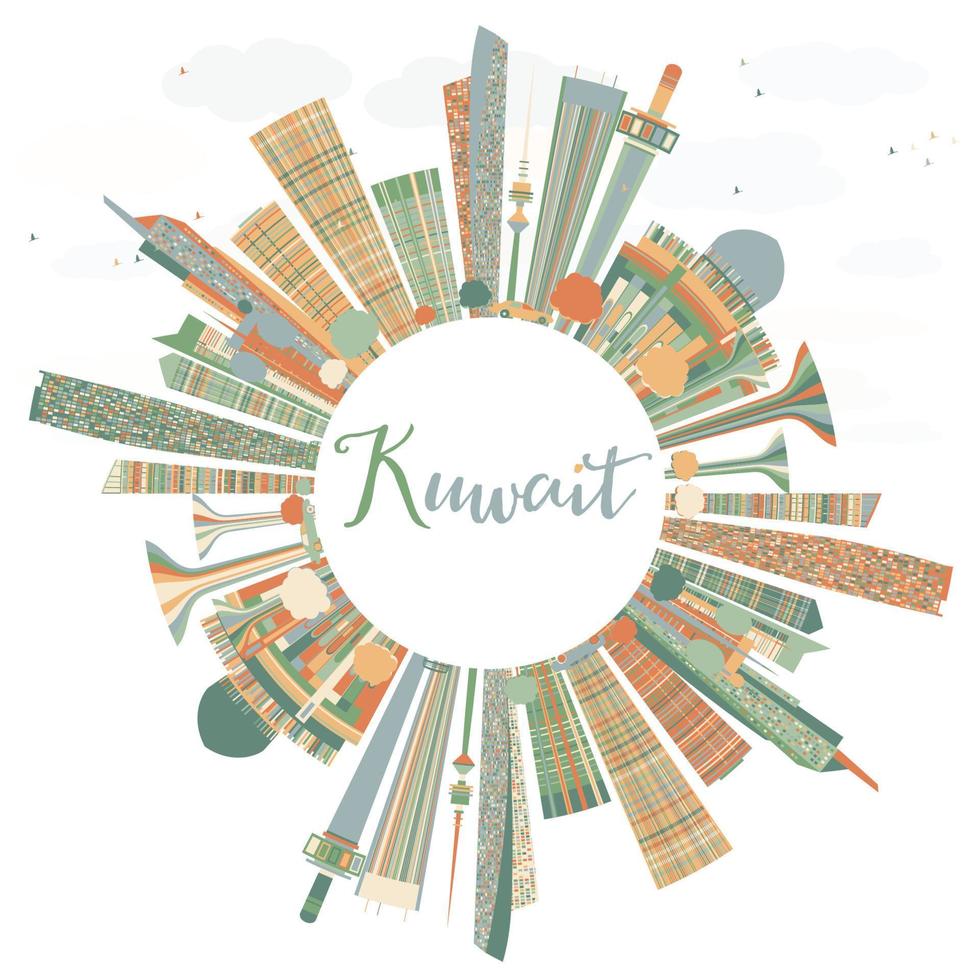 Abstract Kuwait City Skyline with Color Buildings. vector