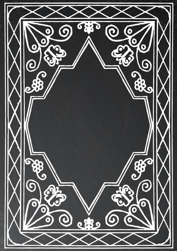 Chalk painted frame on black background. vector