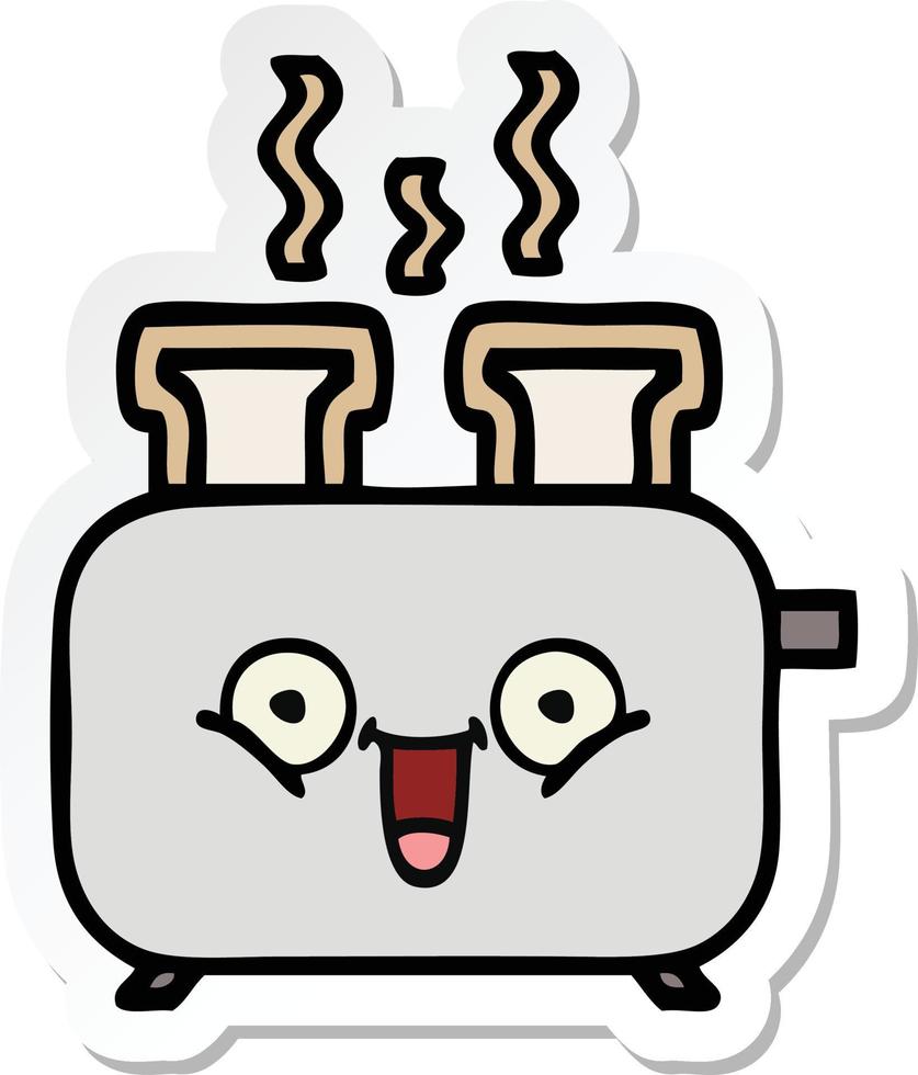 sticker of a cute cartoon of a toaster vector