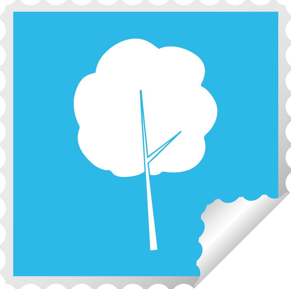 quirky square peeling sticker cartoon tree vector